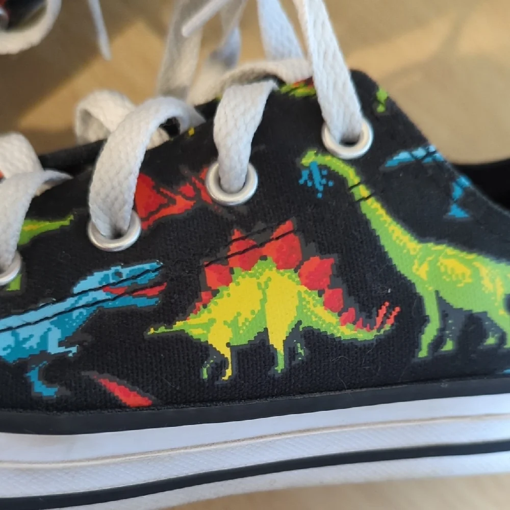 Converse Kids Sneakers with Dinosaur Print - Black and Multicolor